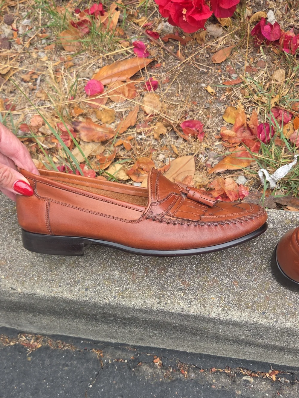 Giorgio Brutini Mens Leather‎ Tassel Loafer Shoes Brown Woven Size 10